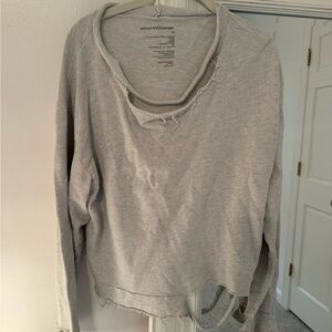 Good hYOUman Gray Long Sleeve graphic Top